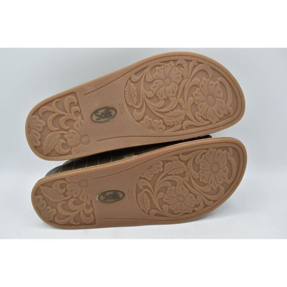 Sofft Womens Size 9 Adalia Olive Buckle Croc Embossed Suede Leather Sandals - Picture 8 of 13